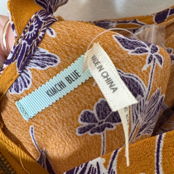 Kimchi Blue Mustard Floral Halter Mini Dress - Picture 3 of 5